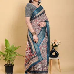 GOHILL ENTERPRISE Ethnic Motifs Pure Linen Handloom Saree-picture-17
