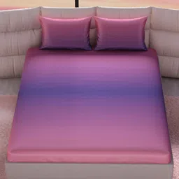 Stoa Paris Violet & Purple 300 TC Fitted Super King Bedsheet Set 1.83 m x 2.13 m-picture-11