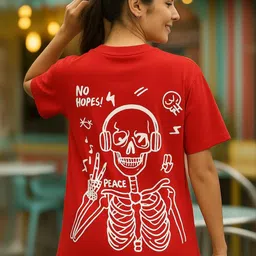 Moda Rapido Women Graphic Printed Drop-Shoulder Sleeves Cotton Oversized T-shirt image 5