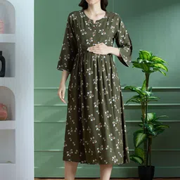 NIGHTSPREE Floral Print Maternity Fit & Flare Midi Dress-picture-17