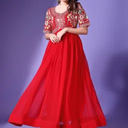 Wedani Women Embroidered Thread Work V-neck Ethnic Dresses-picture-12