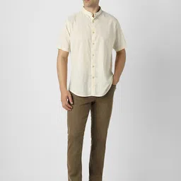 VAN HEUSEN DENIM LABS Slim Fit Band Collar Pure Cotton Opaque Shirt image 4