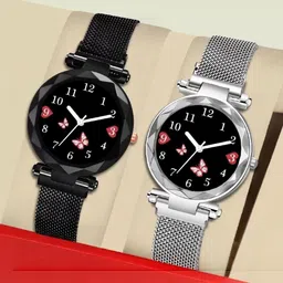 SZN Women Dial & Stainless Steel Straps Analogue Watch Mag Flower BLK+SilverSZNN36514454-image-68