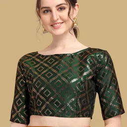 Oomph! Woven Design Boat Neck Saree Blouse-picture-18