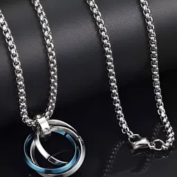 PASU FASHION Stainless Steel Silver-Plated Circular Spherical Pendants With Chains-picture-28