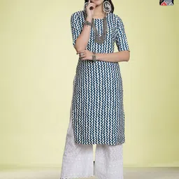 Moda Rapido Women Pack Of 2 Chevron Printed Round Neck Straight Kurtas-image-87