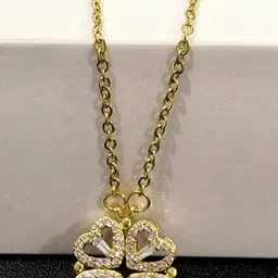 DressBerry Gold-Plated Cubic Zirconia Studded Heart Necklace-image-35