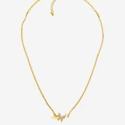Kushal's Fashion Jewellery Gold-Plated Zircon Stone Studded Butterfly Shaped Necklace-picture-28