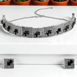 Anxvi Silver-Plated Oxidised Jewellery Set-picture-25