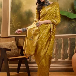 Sangria Gold Woven Design Silk Blend Sarees image 2