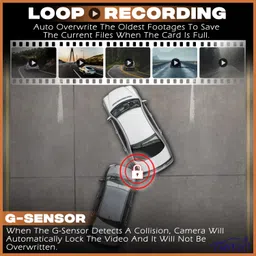 fabtec 3Lens HD 1080P Car Dashcam with Night Vision|G-Sensor|Parking Assistance|SD CARD Dashboard, In-car, Reverse Assist Camera System image 3