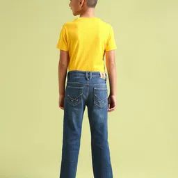 U.S. Polo Assn. Kids Boys Bootcut Mid-Rise Low Distressed Light Fade Stretchable Jeans image 4