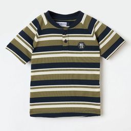 Blue Giraffe Boys Striped Henley Neck T-shirt-picture-20