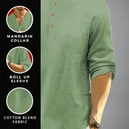 Navkanj Mandarin Collar Roll-Up Sleeves Cotton Straight Kurta image 5