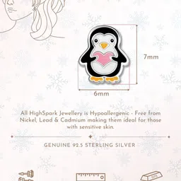 HighSpark 925 Sterling Silver Penguin Studs Earrings image 4