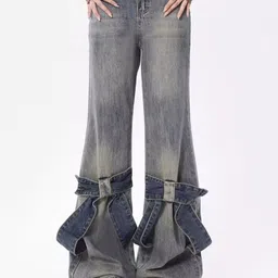 LULU & SKY Women Jean Flared Low Distress Heavy Fade Jeans-picture-39