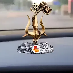 DARIDRA BHANJAN Brown Trishul With Damru Showpiece image 3