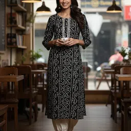 AADVIKA Women Bandhani Embroidered Gotta Patti Floral Kurta-image-63