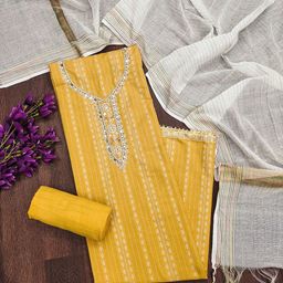 Maroosh Striped Embellished Beads and Stones Unstitched Dress Material-picture-0