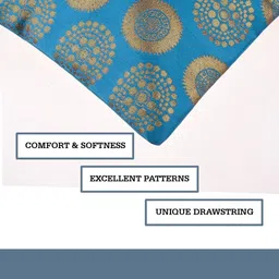 Aura Turquoise Blue & Gold-Toned Set of 5 Floral Square Cushion Covers image 2