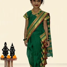 Mom and Me Girls Art Silk Sarees image 2