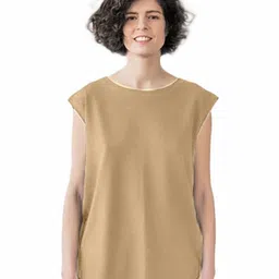 NOTWILD Women Solid Round Neck Cotton T-shirt-picture-35