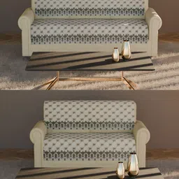 Fashion Throw Cream-Coloured & Grey Velvet 4 Piece Sofa Cover-picture-13