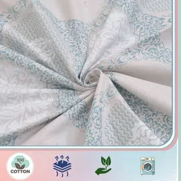 FABINALIV Turquoise Blue & Brown Printed 300 TC Cotton King Bedsheet Set 2.70 m x 2.7 m image 2