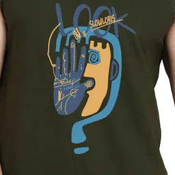 SLOWLORIS Pack Of 2 Printed Scoop Neck Cotton Gym Vest image 3