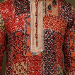KISAH Ethnic Motifs Printed Mandarin Collar Kurta image 5