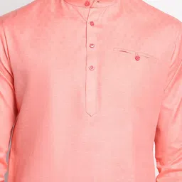 DEVOILER Men Pink Cotton Short Kurta image 3