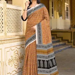 Saree mall Paisley Block Print Sarees image 1