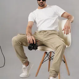 NIVASU Men Mid-Rise Jogger Fit Cotton Cargos Trousers image 2