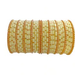 Only Offers Set Of 10 Gold Glass Artificial Stones Bangle-picture-35