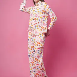 fuchsia PRETTY LOVING THING Printed Long Sleeves Pure Cotton Shirt With Trouser image 5