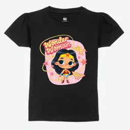 YK Warner Bros Girls Wonder Woman Printed Puff Sleeves Pure Cotton Applique T-shirt-picture-34