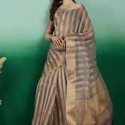 SHADOW & SAINING Woven Design Zari Organza Banarasi Saree image 2