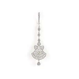 justpeachy Silver-Toned Rhodium-Plated White AD Stone-Studded Maang Tikka image 2