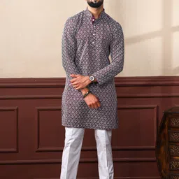 koshin Men Embroidered Khadi Silk Straight Kurta-picture-23