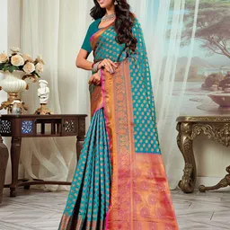 Anouk Rustic Woven Design Zari Banarasi Saree image 3