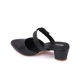AROOM Synthetic Leather Solid Block Heel Mules image 4