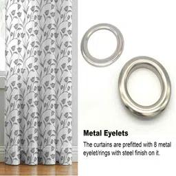 HOMEBREW FURNISHINGS Grey & White 2 Pieces Floral Printed Long Door Curtains image 4