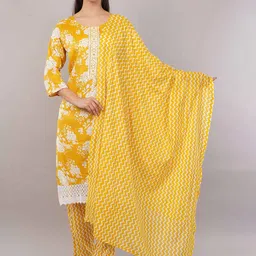 JIDI FASHION Women Floral Printed Kurta with Trousers & Dupatta-picture-31