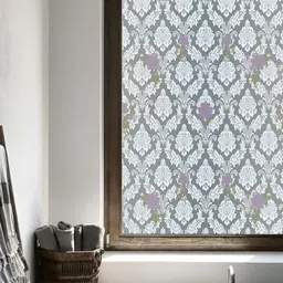 INDIAN ROYALS White & Purple Floral Printed Self-Adhesive & Durable Window Sticker image 2