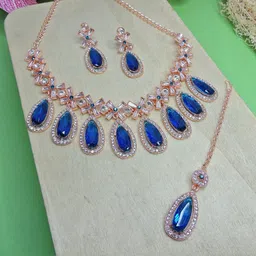 VATSALYA creation Alloy Gold- plated Turquoise Jewellery Set-image-55