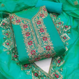 LeeliPeeri Designer Embroidered Unstitched Dress Material image 2