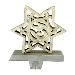 Hind Decor White Textured Metallic Star Shape Stocking Holder image 4