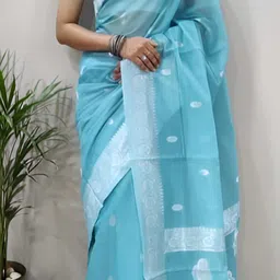 SWEETPEL Ethnic Motifs Woven Design Zari Banarasi Saree image 4