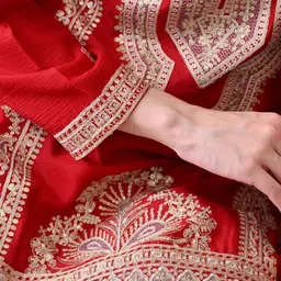 Shop Begum Women Ethnic Motifs Embroidered Regular Thread Work Kurta with Palazzos & With Dupatta image 3