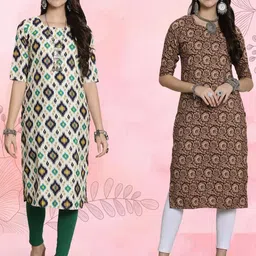 Ethnic basket Women Pack Of 2 Multicoloured Crepe Kurtas-picture-25